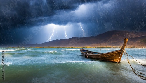 Boat on a Lake in Galilee during a Storm. Matthew 8. 