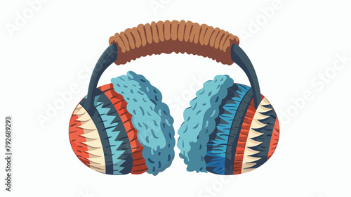 Winter clothes icon illustration. Vector earmuffs wit