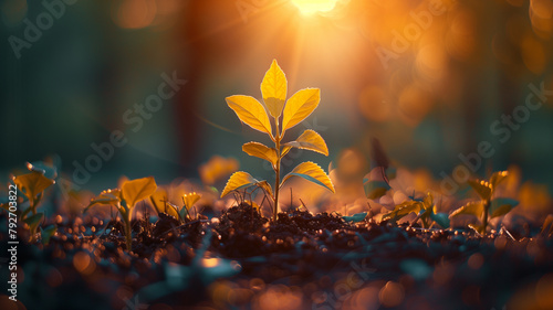 Close Up of a Seedling Breaking Through the Soil