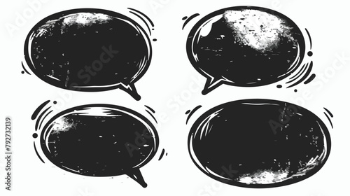 Four black blank speech bubbles. Hand drawn vector se