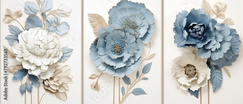 Elegant Trio of Floral Wall Art Decorations