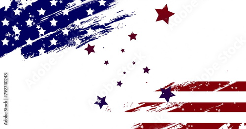 Image of flag of usa with stars on white background