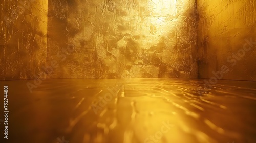 Gold texture background. Golden shiny wall surface with gradient reflection
