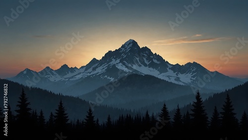 Mountain peak silhouette, cut out Generative AI