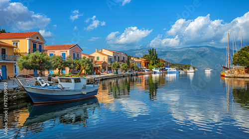 The harbor of Lixouri on the island of Kefalonia in Gr
