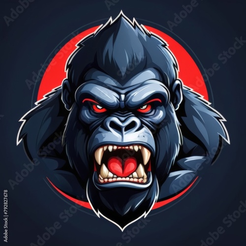 Fierce Expression King Kong Mascot Logo, Featuring Strength in Every Tooth and Determined Eyes