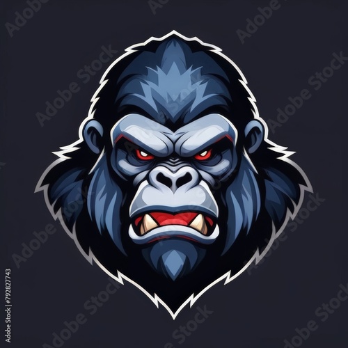 Rampaging Energy King Kong Logo Design, Fierce Eyes and Aggressive Face, Suitable for Esport Teams