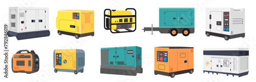 Stationary, industrial and portable diesel power generator set icon