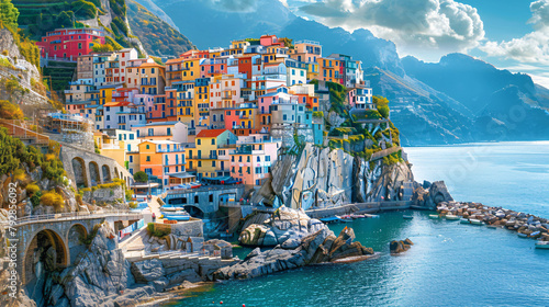 Amalfi coast Italy. Colorful architecture on the rocks