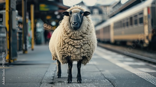 blacknose sheep, goat standing in railway station, Eid ul adha, eid al adha