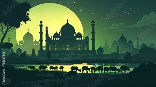 Vector Mosque Eid ul adha Ramadan Kareem, Eid ul fiter,