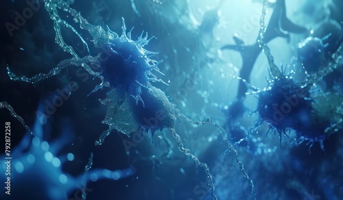 microscopic blue dark tone bacteria
