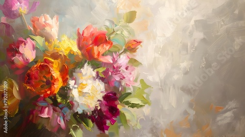 Vibrant Floral Bouquet with Impressionist Inspired Aesthetics and Brushstrokes