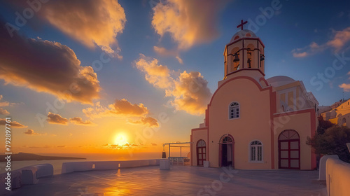 Beautiful sunset in Santorini island Greece.