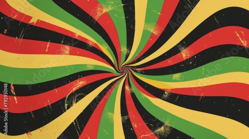 Vibrant Retro Swirl Background in Rasta Colors