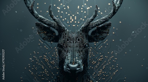 Concept for powerful technology based on the shape of the deer head combined with the electronic board