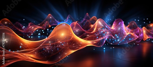 abstract wavy background with glowing particles in it