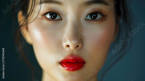 Flawless Makeup Emphasizing the Delicate Beauty of a Young Korean Woman