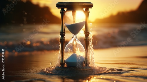 Time unveils all: golden sands of an hourglass slowly uncover a concealed message, hinting at secrets time-bound.