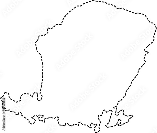 dash line drawing of lombok island map.