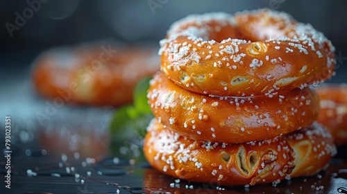Delicious Golden-Brown Pretzels with Crisp Crust Generative AI