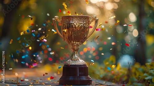 Celebration Trophy with Confetti Burst Generative AI