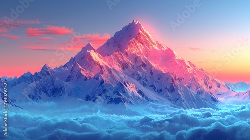 Majestic Snow-Capped Mountain Peaks in Perfect Focus Generative AI