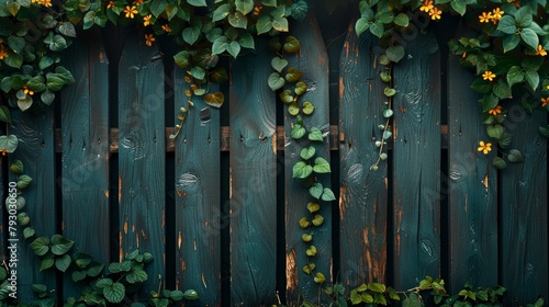 Nature's Embrace: Overgrown Rustic Fence Generative AI