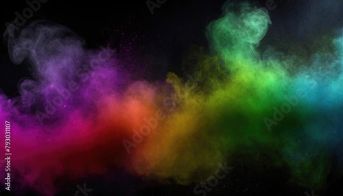  Abstract Coloful Smoke Dust Particles Night haze Mist Floating on Rainbow Coloured Smoke on Dark Black