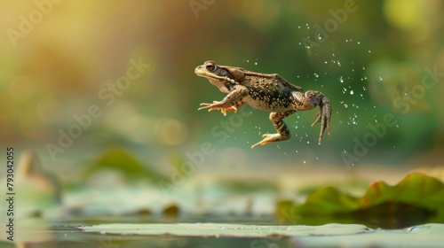 TOAD jumping in a pond