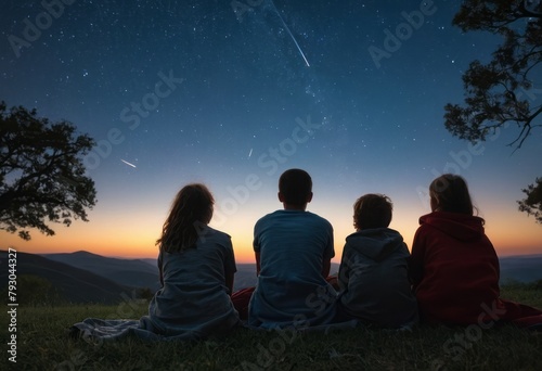 Friends sit together stargazing, a quiet moment of connection under the night sky.