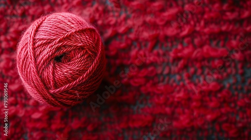 A soft, red ball of wool for knitting and crochet projects