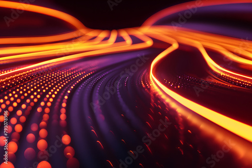 Vibrant Abstract Technology Background with Light Particles and Waves