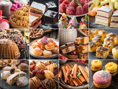 collage showcasing a mouthwatering array of traditional desserts from around the world