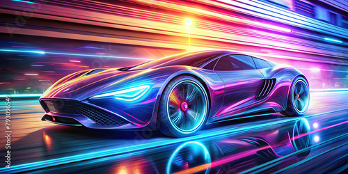 abstract concept car background illustration, long term effect, full colors