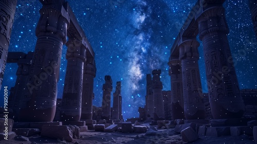Ancient Ruins under the Stars: A Portal to Forgotten Gods Amidst the remnants of an ancient civilization, where columns stand as silent sentinels under a star