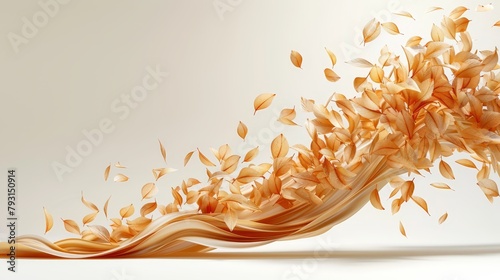  A white background with orange leaves flying out, top of the image No need for an additional white background