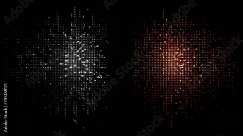 Abstract image of a face divided by binary code in contrasting red and white colors illustrating technology and identity