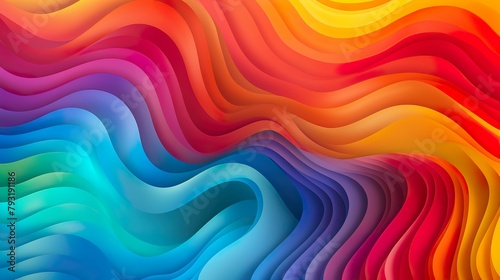 A visually striking pattern of smooth waves with a gradient of different vibrant colors conveying movement and energy