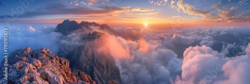 Beautiful Horizon. Stunning Sunrise Views of Mangart Peak in Slovenian Alps