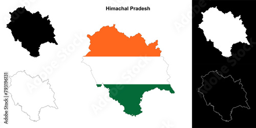 Himachal Pradesh state outline map set