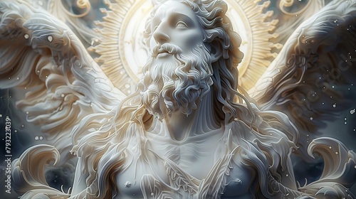 3D photorealistic sculpture based on the sophisticated and artistic version of the theme ‘Godly