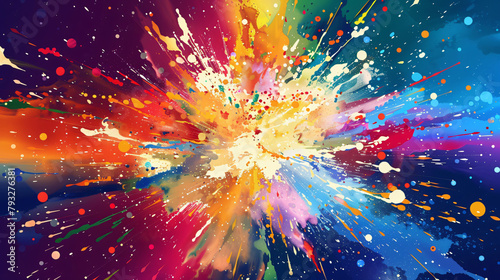 Abstract pop background with explosion of colors to the beat