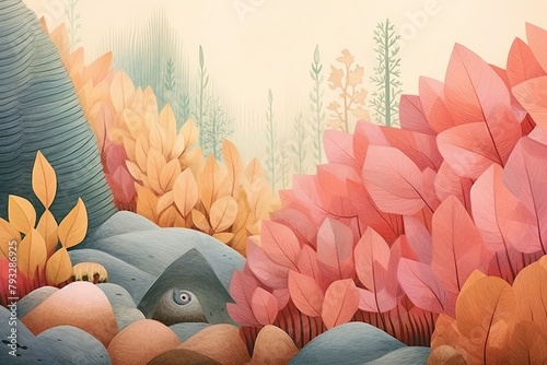 Subtle Pastel Grain Textures: Enchanting Children's Picture Book Illustrations.