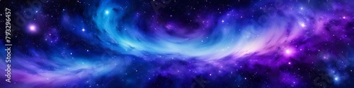 Abstract surrealistic illustration bright galactic background, space nebulae and stars.