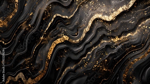 Craft a luxurious prompt featuring an abstract template of gold and black stripes complemented by golden accents