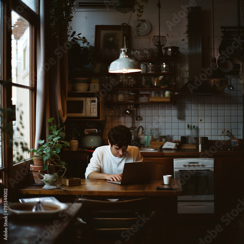 Person sitting at kitchen table