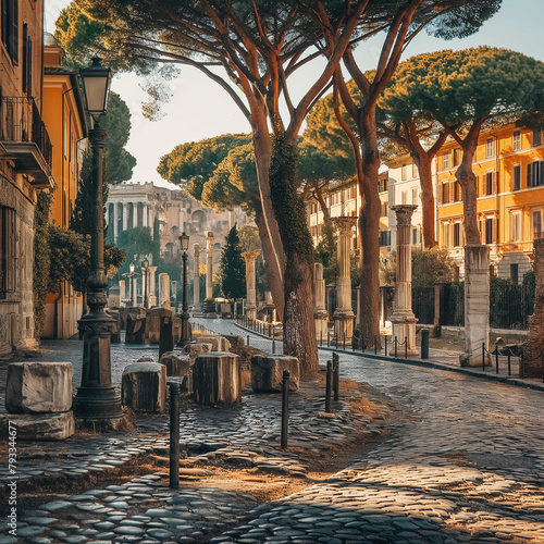Historic cityscape of Rome with ancient Roman architecture