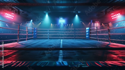Empty ring boxing arena background generative ai
