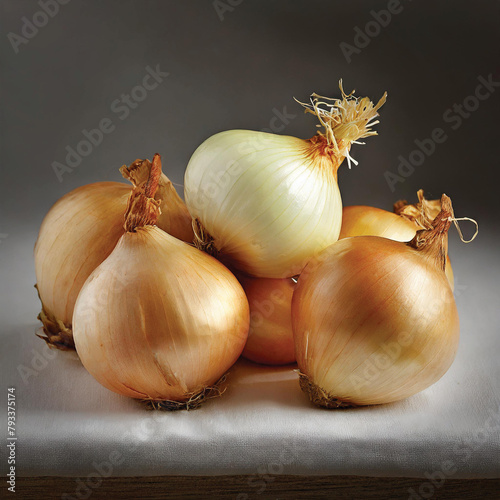 Vidalia Sweet Onions Grouping on Cloth Table